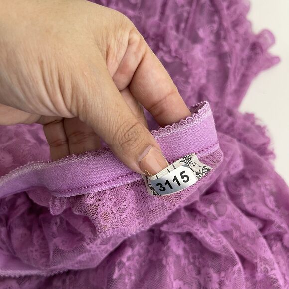 RARE Free People Lace Skirt Medium French Courtship Lilac Sheer Whimsical Fairy - Picture 8 of 12